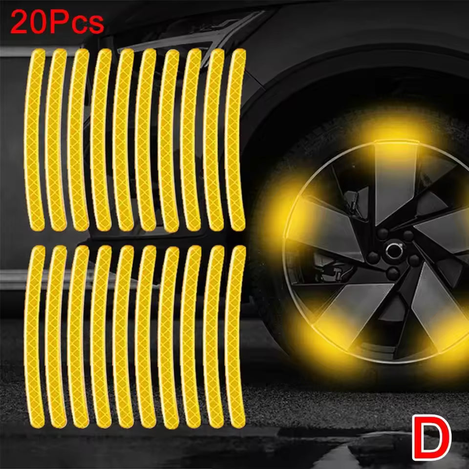🔥Hot Selling 50%🔥 40 Pcs 2.76'' Universal Reflective Wheel Rim Stripe Decal Sticker for Motorcycle, Car, Cycling, Bike, Night Safety Decoration