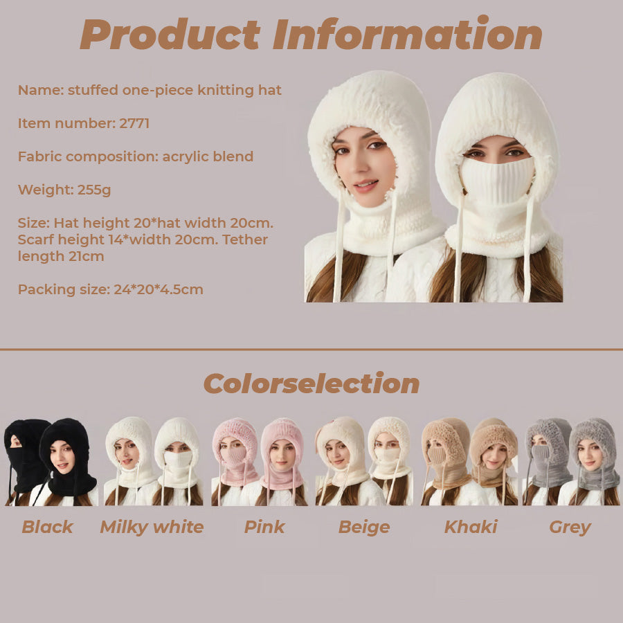 🎄Christmas Sale 50% OFF⛄️Women’s Thermal Knit Hood – Fleece-Lined Winter Hat, Neck Warmer & Face Cover Combo