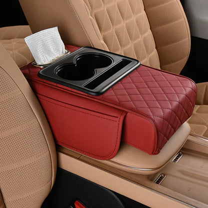 Integrated multifunctional car armrest increase with pressure compensation