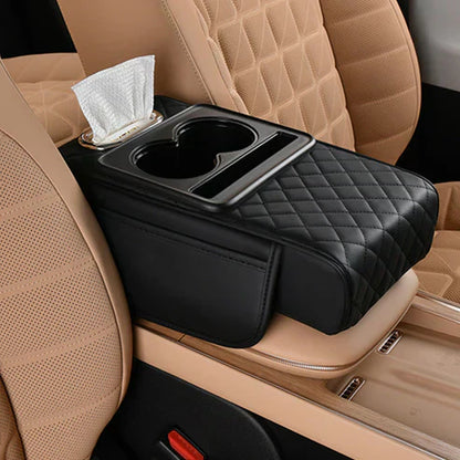 Integrated multifunctional car armrest increase with pressure compensation