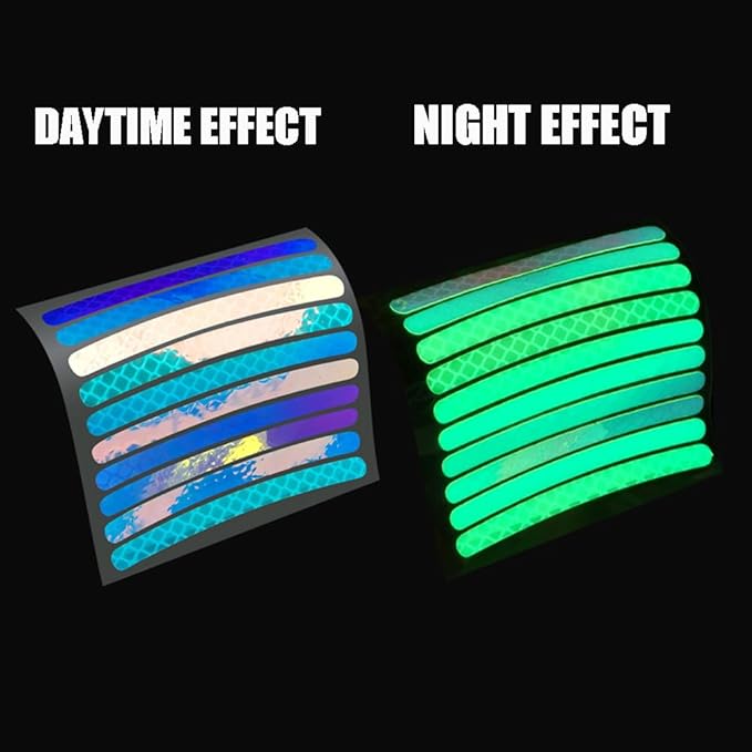 🔥Hot Selling 50%🔥 40 Pcs 2.76'' Universal Reflective Wheel Rim Stripe Decal Sticker for Motorcycle, Car, Cycling, Bike, Night Safety Decoration