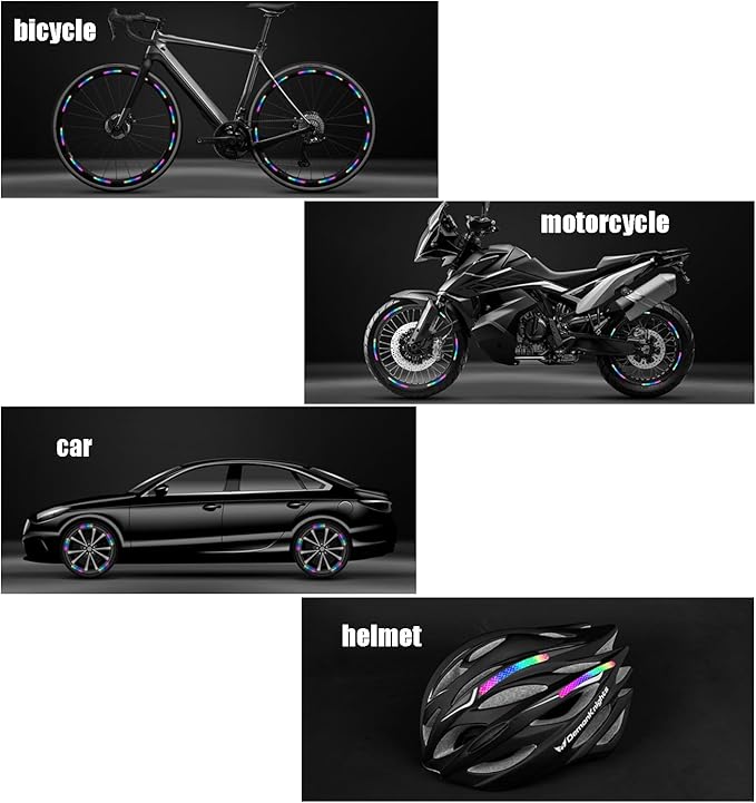 🔥Hot Selling 50%🔥 40 Pcs 2.76'' Universal Reflective Wheel Rim Stripe Decal Sticker for Motorcycle, Car, Cycling, Bike, Night Safety Decoration
