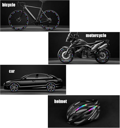 🔥Hot Selling 50%🔥 40 Pcs 2.76'' Universal Reflective Wheel Rim Stripe Decal Sticker for Motorcycle, Car, Cycling, Bike, Night Safety Decoration