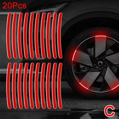 🔥Hot Selling 50%🔥 40 Pcs 2.76'' Universal Reflective Wheel Rim Stripe Decal Sticker for Motorcycle, Car, Cycling, Bike, Night Safety Decoration