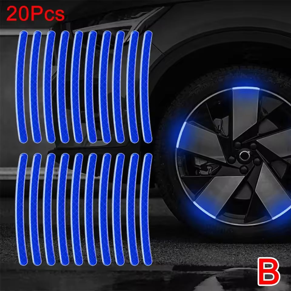 🔥Hot Selling 50%🔥 40 Pcs 2.76'' Universal Reflective Wheel Rim Stripe Decal Sticker for Motorcycle, Car, Cycling, Bike, Night Safety Decoration