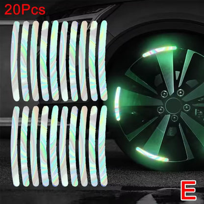 🔥Hot Selling 50%🔥 40 Pcs 2.76'' Universal Reflective Wheel Rim Stripe Decal Sticker for Motorcycle, Car, Cycling, Bike, Night Safety Decoration